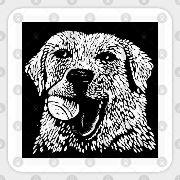 Yellow Lab with Ball Sticker by HelenDBVickers